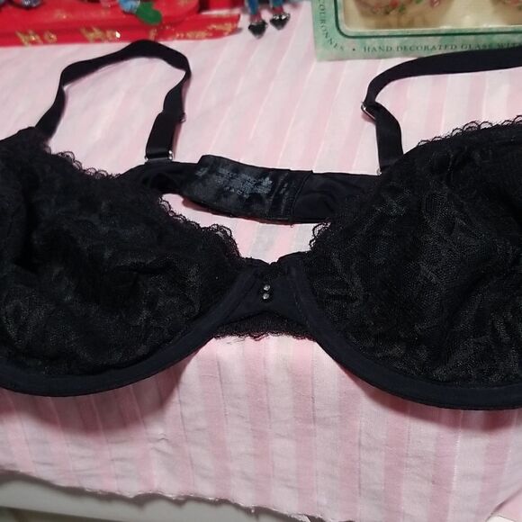 Lily of France 38C Lace Unlined Underwire Bra Black NWOT - Picture 7 of 7